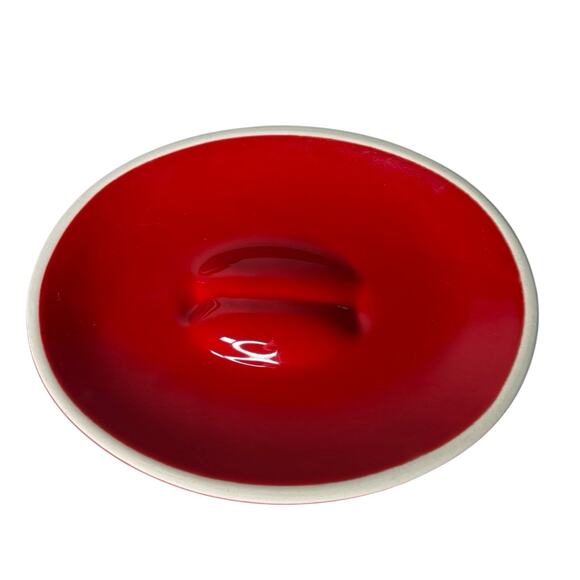 BIA Cordon Bleu Red White Ceramic Covered Casserole Dish 9” Oval Bakeware - Picture 5 of 12